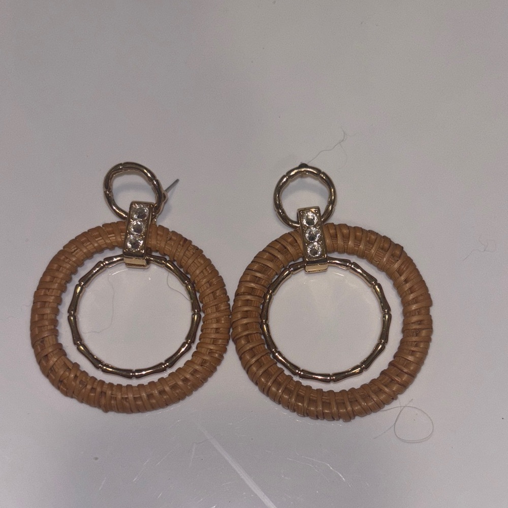 Lilly Pulitzer Brown and Gold Woven Earrings